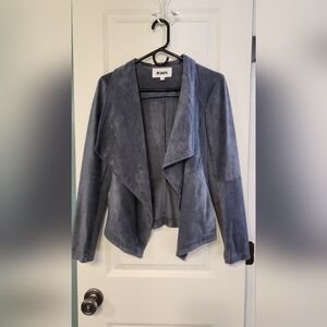 Bb Dakota Steel Blue Velvet Feel Drape Jacket With Pockets